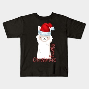 Christmas Llama Santa Elf Vintage Funny Novelty Gift Kids T-Shirt